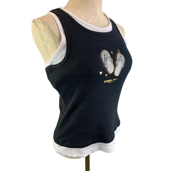 XL Mr. Buho Layered Look Junior Women's Fitted Ribbed Tank "Rivera Maya Mexico" - Picture 3 of 8